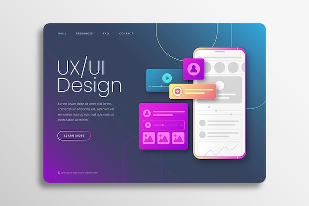 Modelo linear de página de destino ui / ux plana