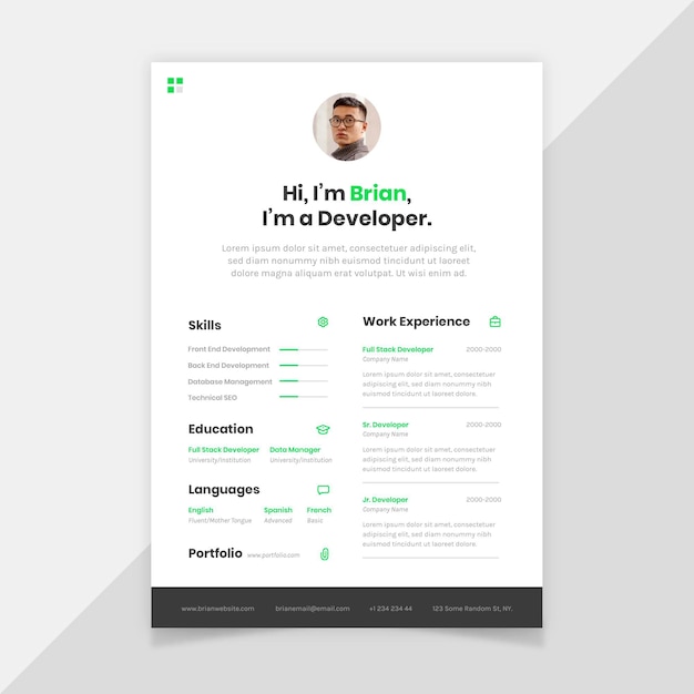 Vetor grátis modelo minimalista cv