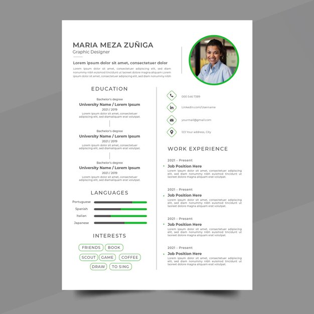 Modelo minimalista cv