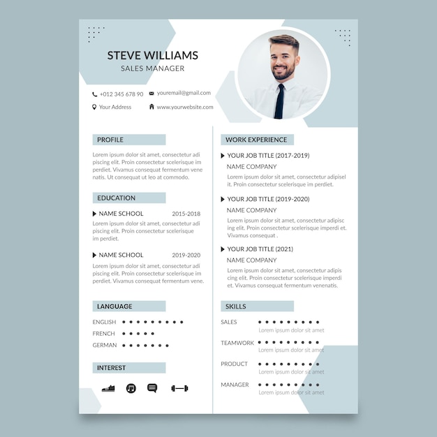 Vetor grátis modelo minimalista cv