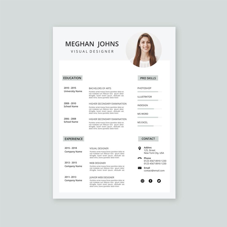 Vetor grátis modelo minimalista cv