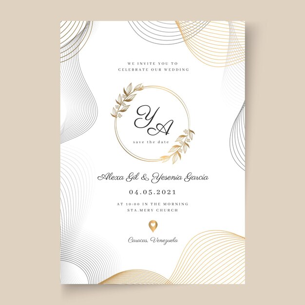 Modelo minimalista de cartão de casamento