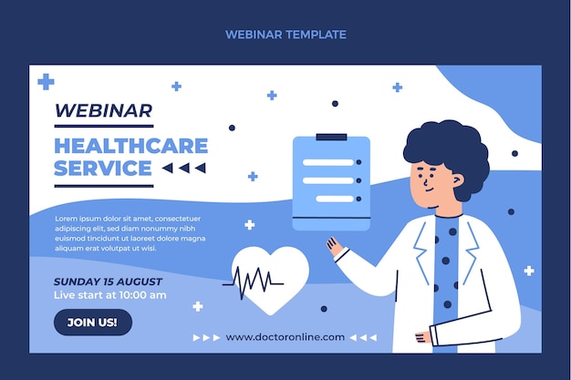 Vetor grátis modelo plano de webinar médico