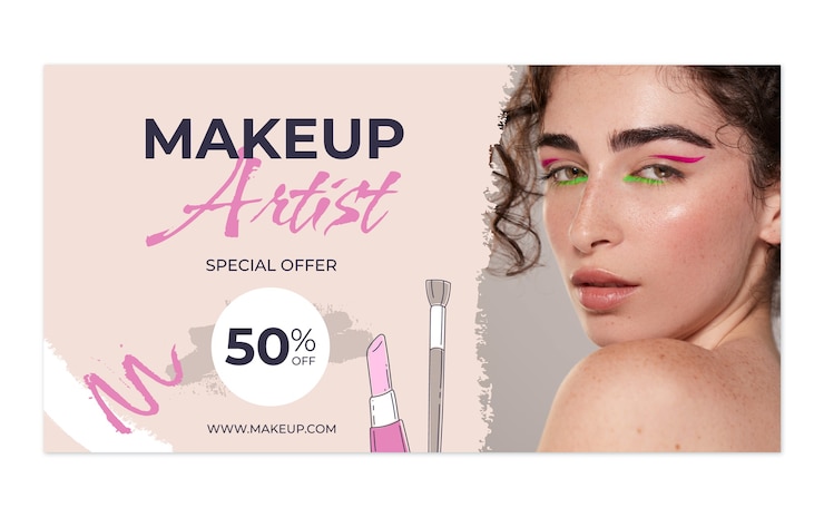 Vetor grátis modelo promocional de mídia social de maquiador de textura desenhada à mão