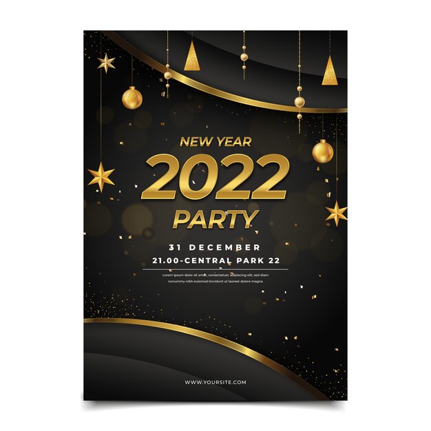 Modelo realista de folheto de festa vertical de ano novo