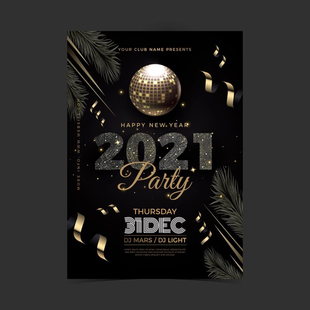 Modelo realista de panfleto de festa de ano novo 2021