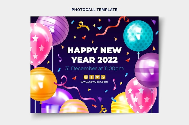 Vetor grátis modelo realista de photocall de ano novo