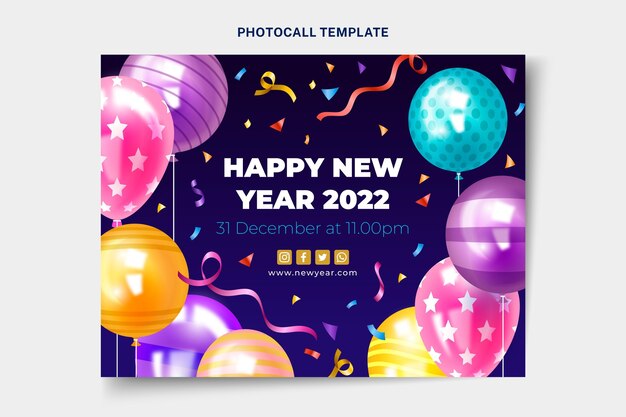 Modelo realista de photocall de ano novo