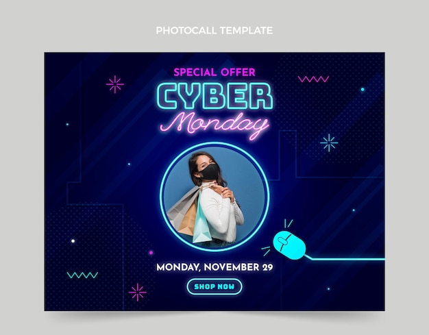 Modelo realista de photocall de cyber segunda-feira