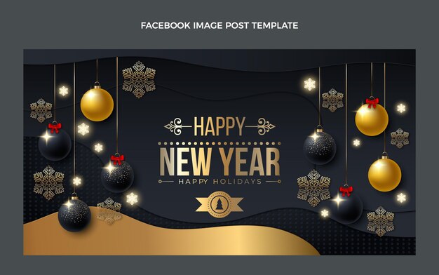Modelo realista de postagem em mídia social de ano novo