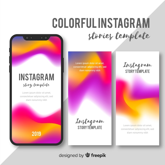 Vetor grátis modelos coloridos de histórias do instagram