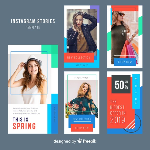 Modelos coloridos de histórias do instagram