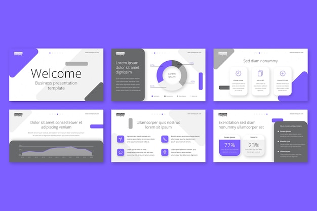 Vetor grátis modelos de apresentação de negócios de design plano