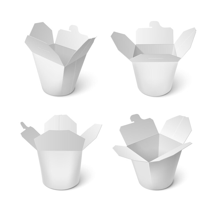 Vetor grátis modelos de caixas de macarrão isolados em branco