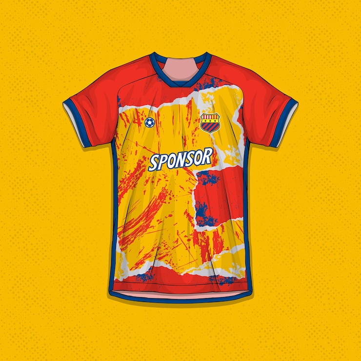 Vetor grátis modelos de camisas de futebol profissional com texturas de camiseta atlética personalizáveis