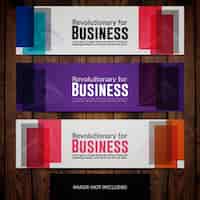 Vetor grátis modelos de design de banner de negócios com fundos e retângulos multicoloridos