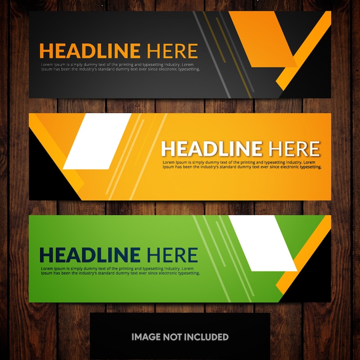 Vetor grátis modelos de design de banner verde preto e laranja com retângulos e linhas