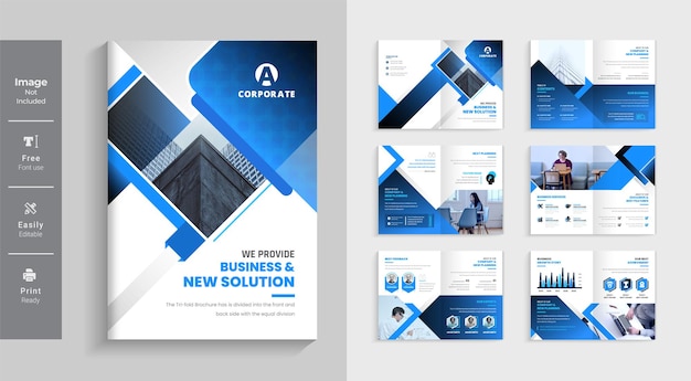 Modelos de design de brochura de negócios corporativos de páginas layout abstrato moderno