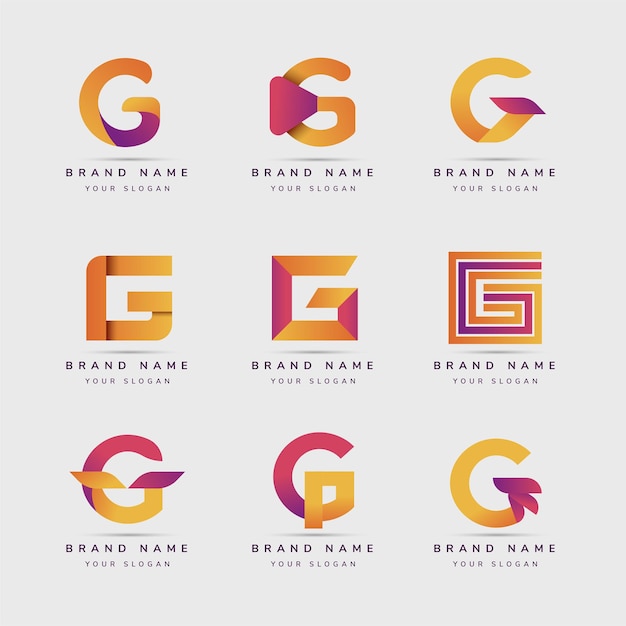 Vetor grátis modelos de logotipo criativo com letra g