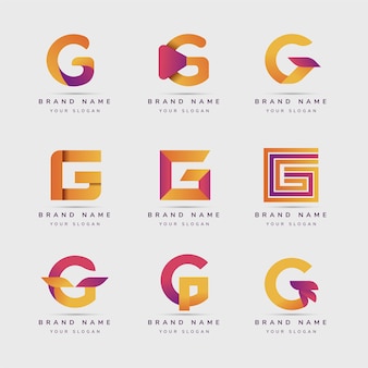 Modelos de logotipo criativo com letra g