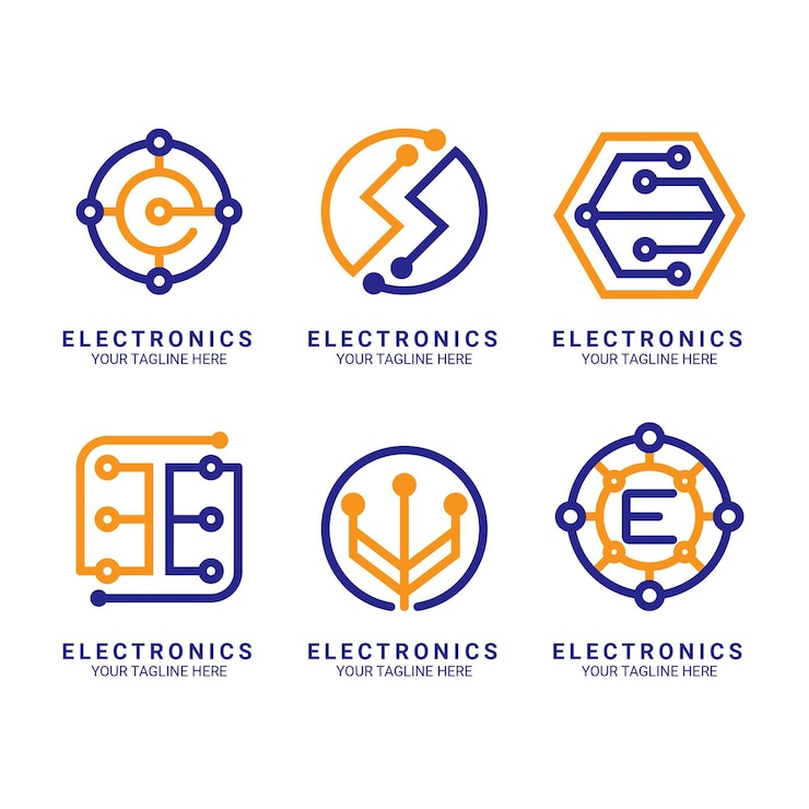 Vetor grátis modelos de logotipo de design plano eletrônico