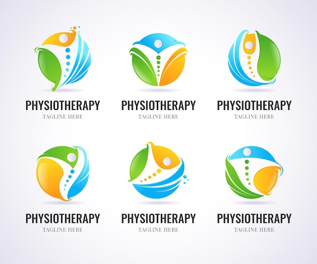 Modelos de logotipo de fisioterapia de gradiente