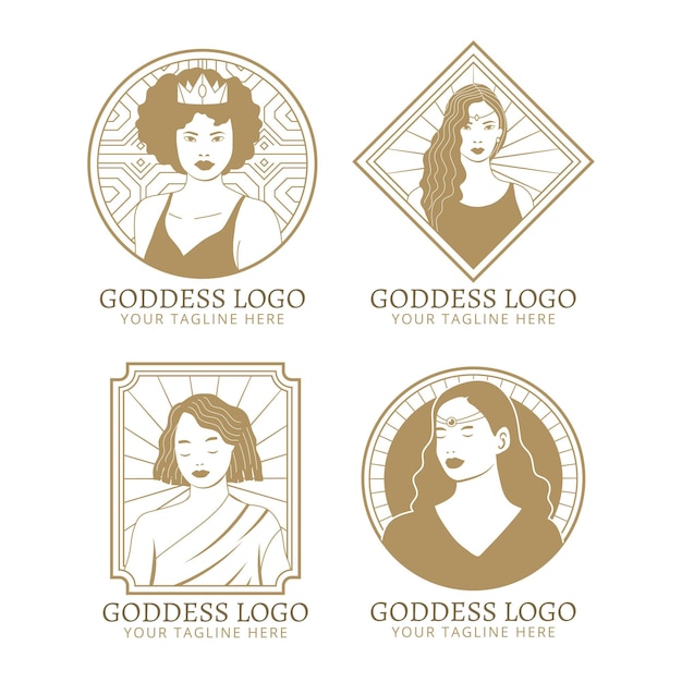 Vetor grátis modelos de logotipo linear da deusa
