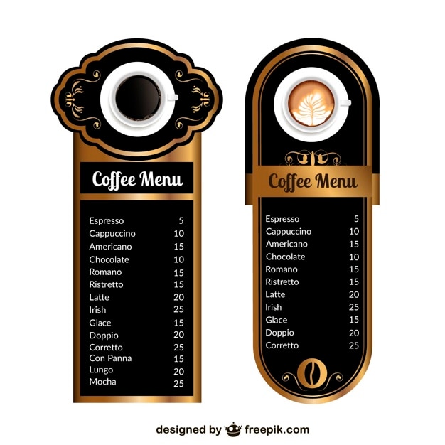 Modelos de menu de café