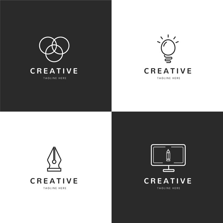 Vetor grátis modelos planos de logotipo de designer gráfico