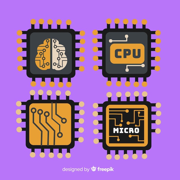 Modern cpu coleção com design plano