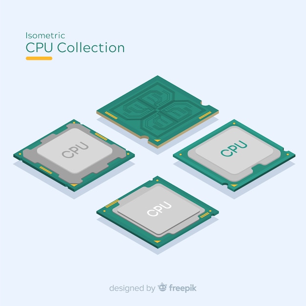 Modern cpu collection com vista isométrica