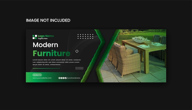 Modern gradient furniture design de página de capa do facebook e modelo de design de banner de venda vetor premium