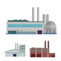 Vetor grátis modern industrial factory e warehouse logistic building illustration set