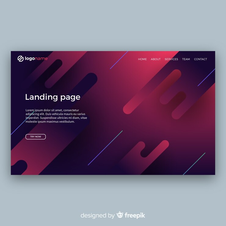 Vetor grátis modern landing page com design abstrato