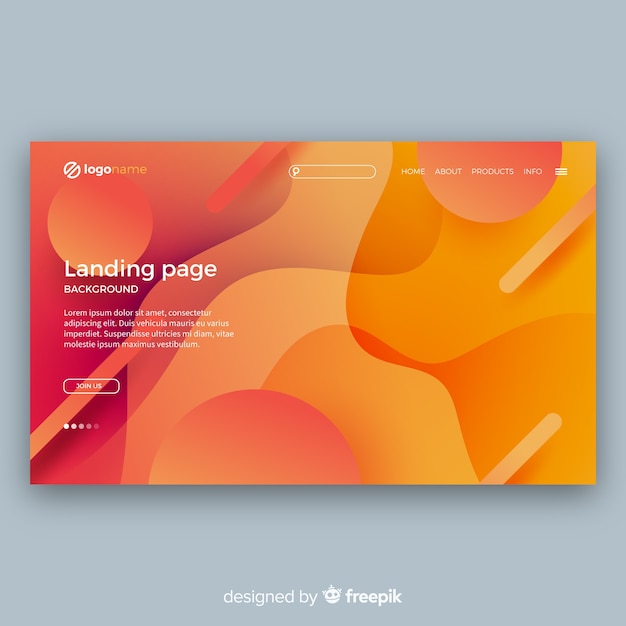 Modern landing page com design abstrato