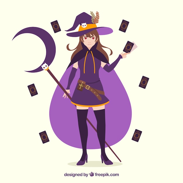 Vetor grátis modern witchwith flat design