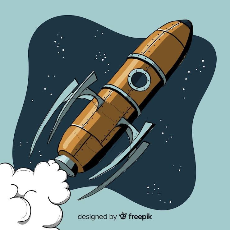 Vetor grátis moderna mão desenhada foguete espacial
