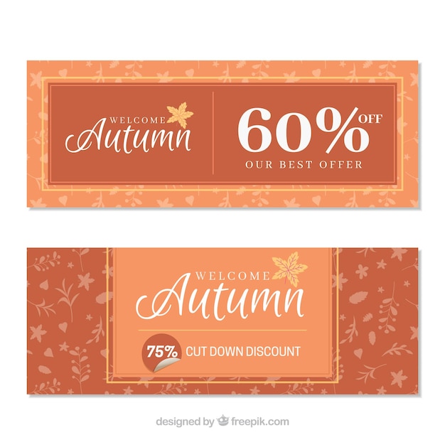 Moderno conjunto de banners de venda lindo outono