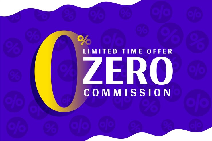Vetor grátis moderno zero por cento de comissão ou taxas fora do modelo para promoção de negócios