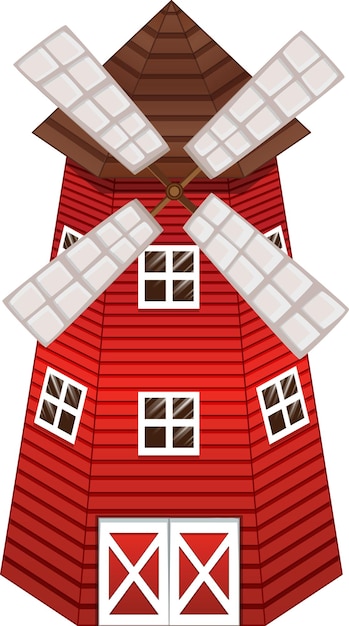 Vetor grátis moinho vermelho com janelas