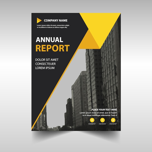 Molde amarelo creativo da tampa do livro do relatório anual
