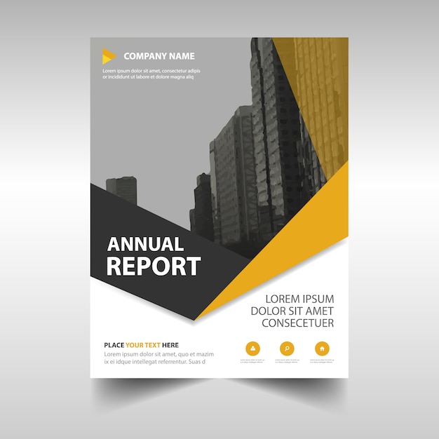 Vetor grátis molde amarelo creativo da tampa do livro do relatório anual