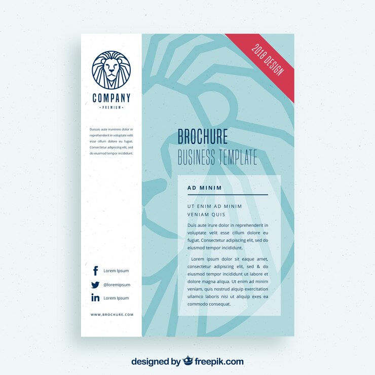 Vetor grátis molde do folheto de negócios com logotipo do leão