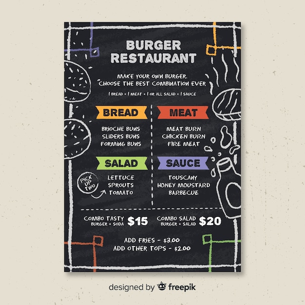 Molde do menu do Burguer