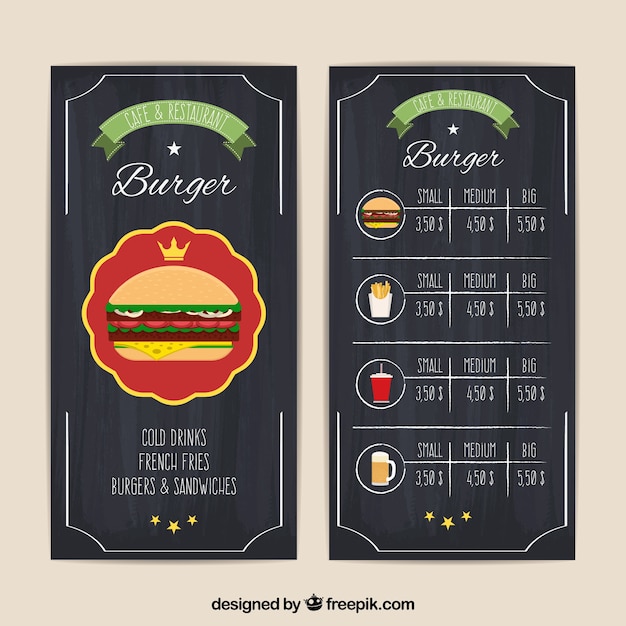 Molde do menu do fast food com detalhes coloridos