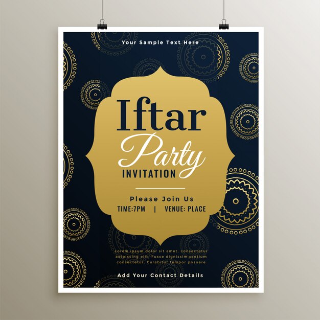 Molde dourado do partido iftar islâmico do Ramadã