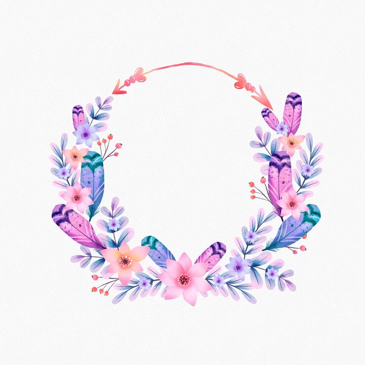 Vetor grátis moldura boho floral pintada à mão em aquarela