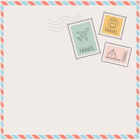 Moldura de cartão postal estampado com tema de viagens