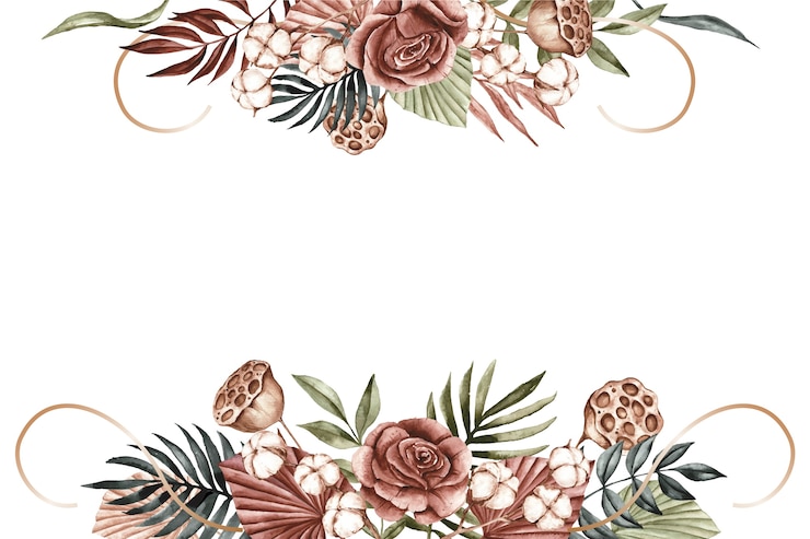 Vetor grátis moldura de design floral em aquarela desenhada à mão