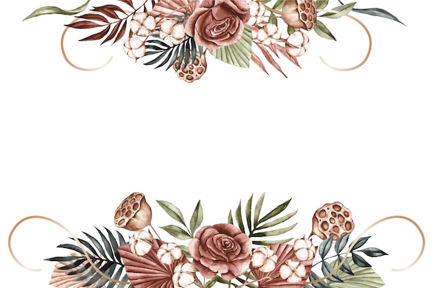 Moldura de design floral em aquarela desenhada à mão